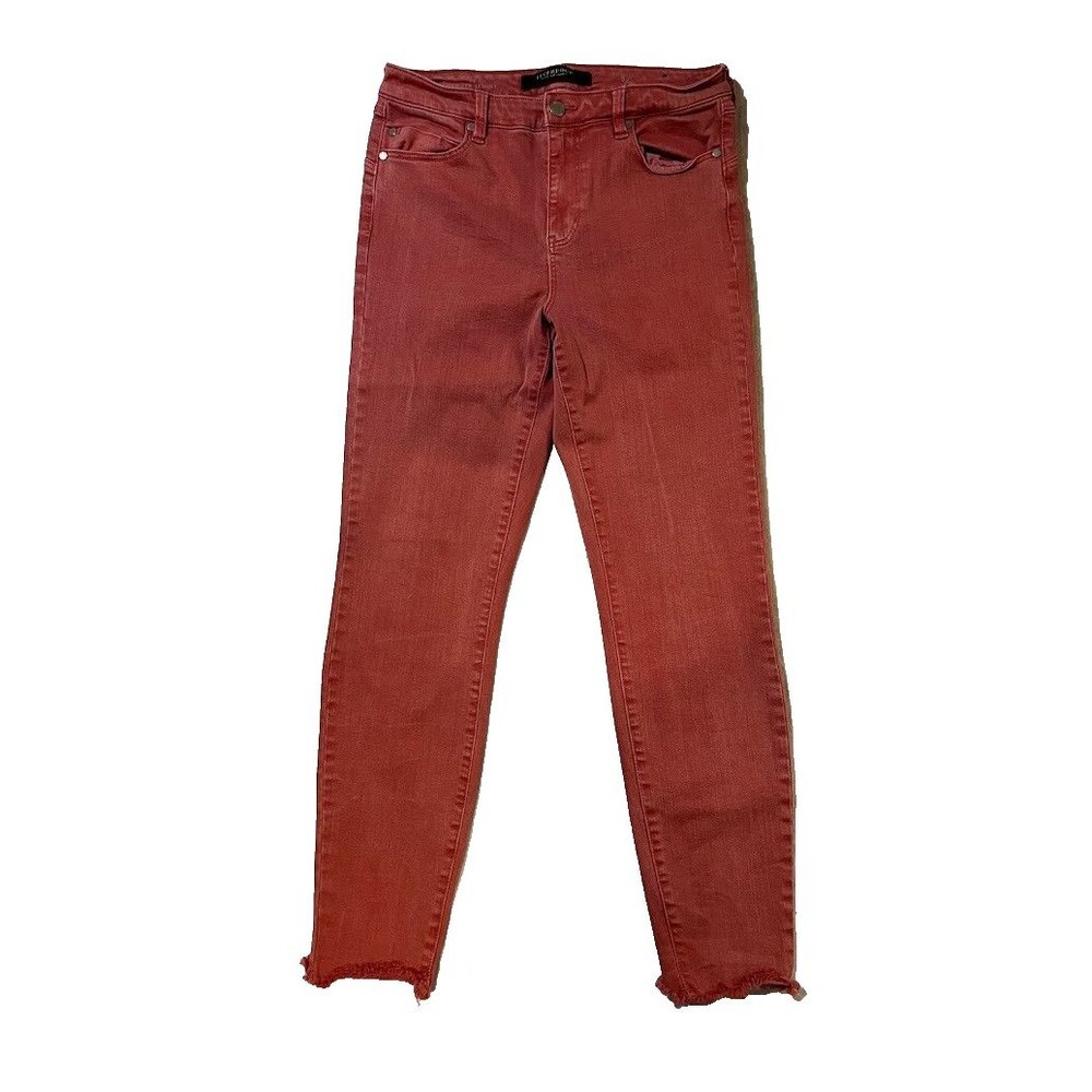 Liverpool Los Angeles The Hugger Skinny Jeans Womens 8/29 Biking Red Fray Hem